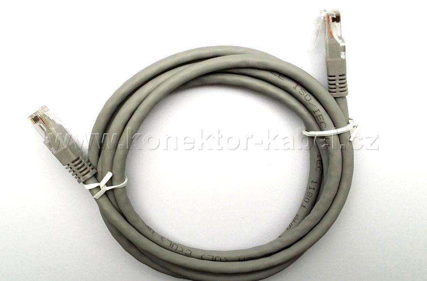 UTP CAT.6 - RJ-45 patch, přímý, 2 m, šedý 