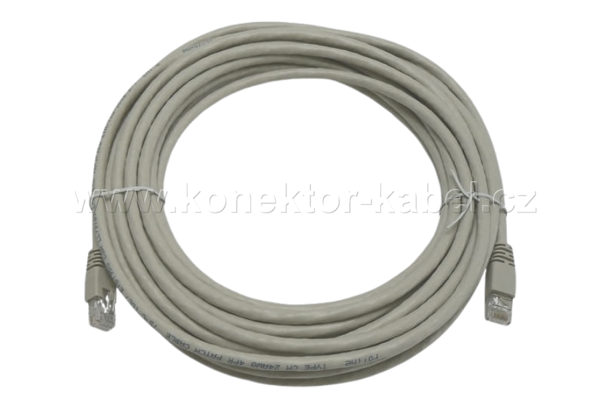 UTP CAT.6 - RJ-45 patch, přímý, 10 m, šedý 