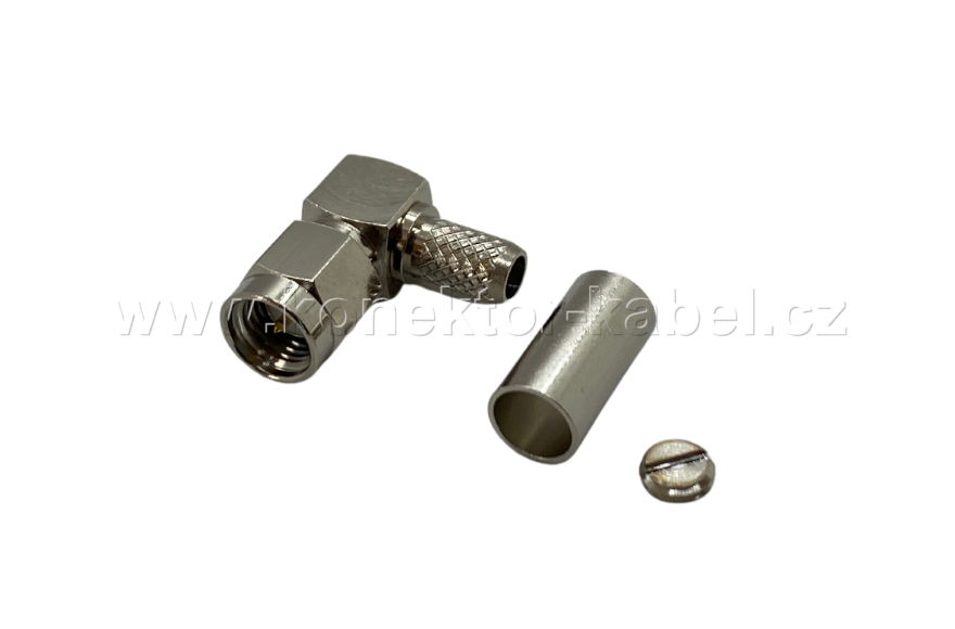 SMA/M 90°, krimpovací, RG-58, niklované, OEM