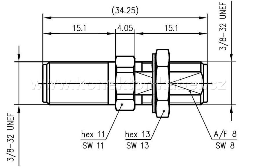 F/F - F/F 0°, spojka, centr. matice, 75 Ohm, Tg.