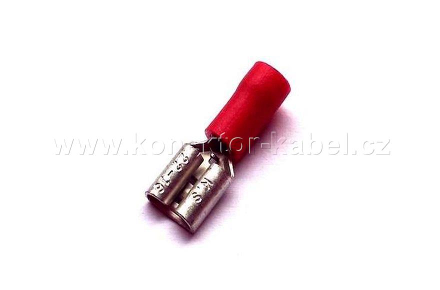 Faston 6,3x0,8/0,5-1,5mm2 zásuv. část. izol., rudá