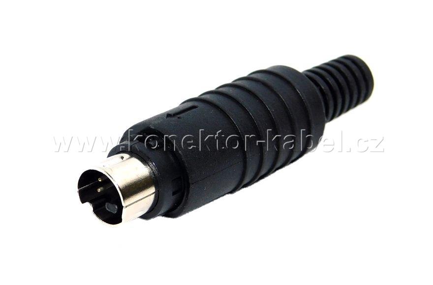 MINI-DIN 4/M kabelový, plast, černý