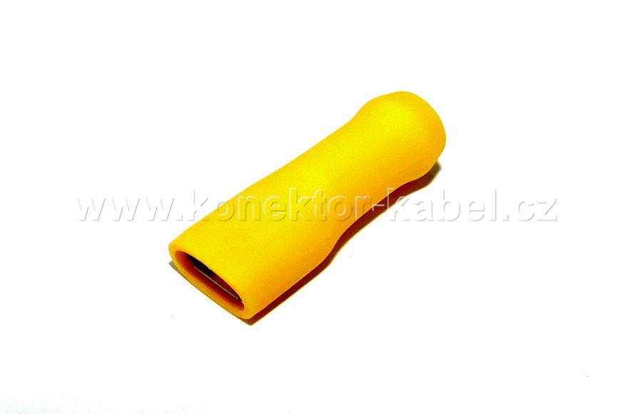 Faston 6,3x0,8/4-6mm2 zásuvka izolovaná, žlutá, PC