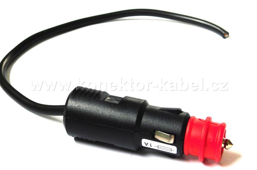 Autozástrčka 12 V, pojistka 1A, kabel 0,2 m