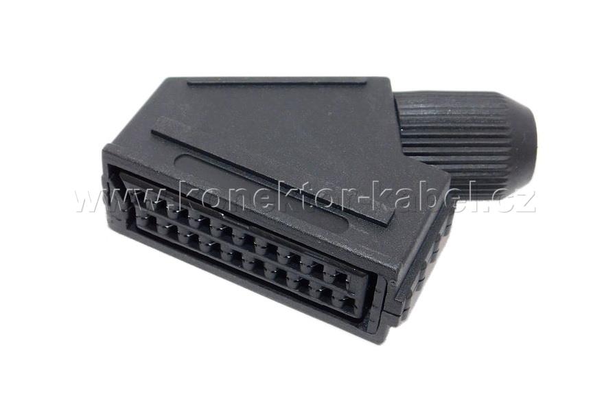SCART 21/F, kulatý kabel, šikmý vývod