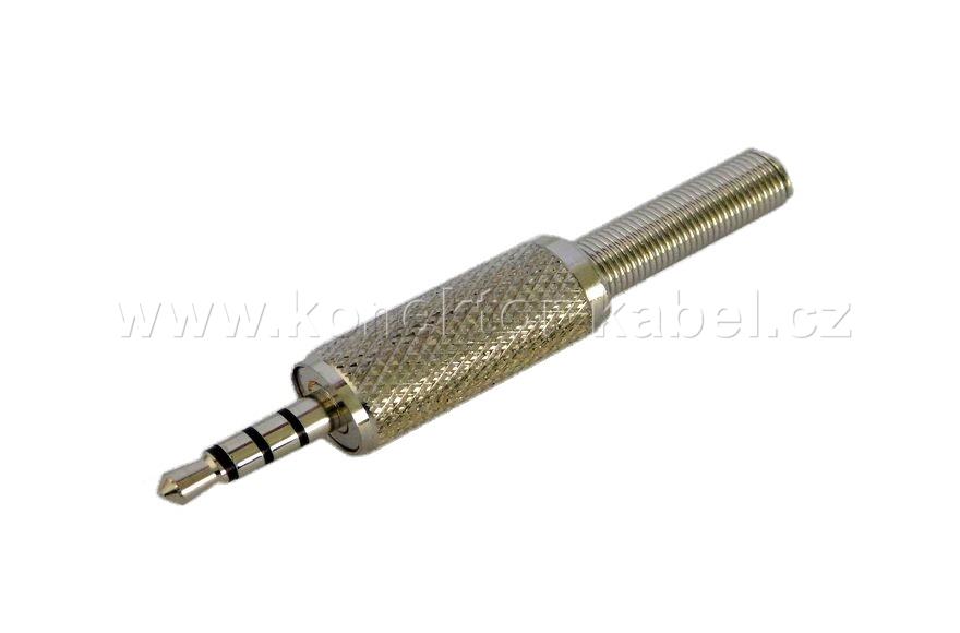JACK /M prům.3,5mm, zástrčka, stereo, 4 póly, kov.