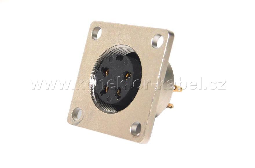 DIN / F, 4pin, stíněný, přírubový, pájecí, Lumberg