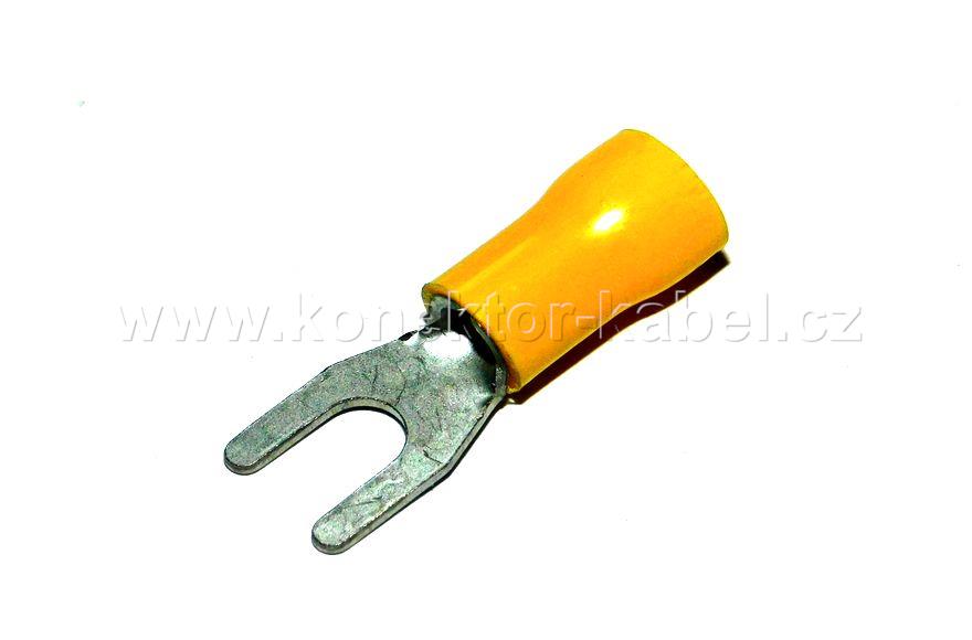 Vidlice kabelová 4-6mm2/ 4mm, izol., žlutá, PVC