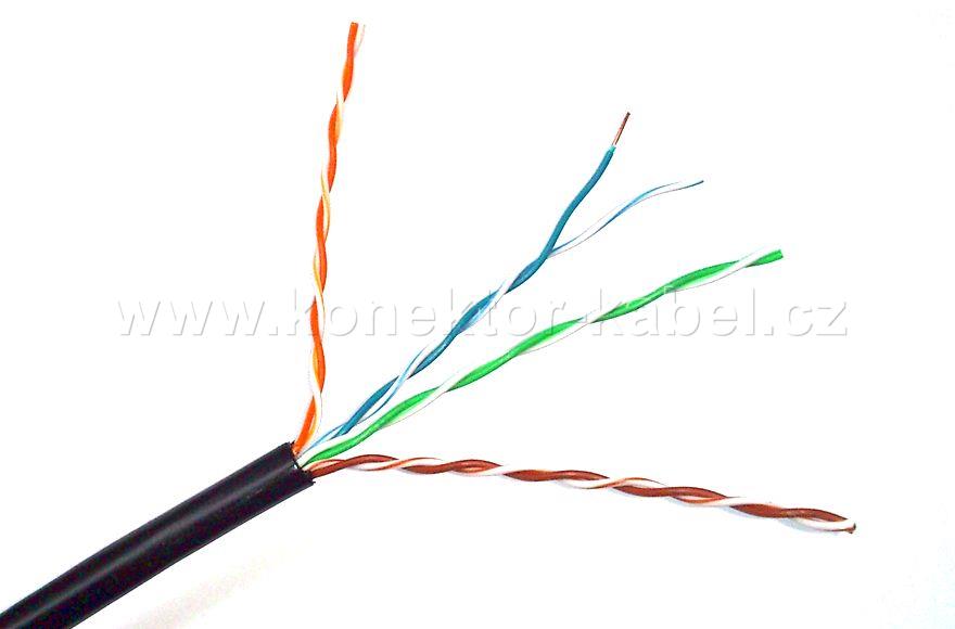 UTP 4x(2x24AWG), Cat.5e, drát, černý, Outdoor