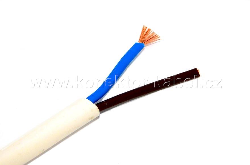 H05VV-F (CYSY) 2 x 1 mm2, OD 6,5 mm, PVC, bílý