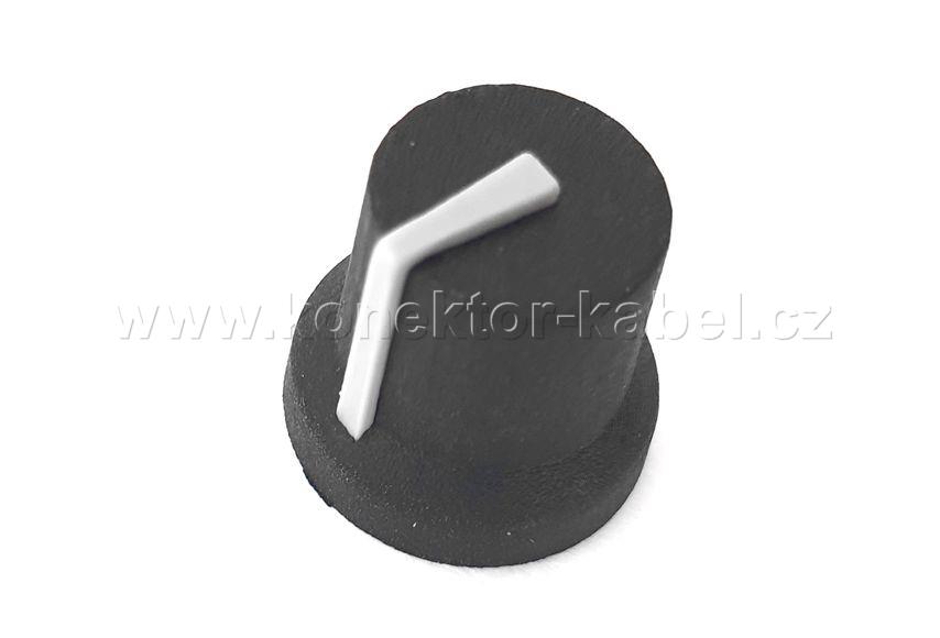 Knoflík přístrojový, šedý, hřídel 6mm, typ D