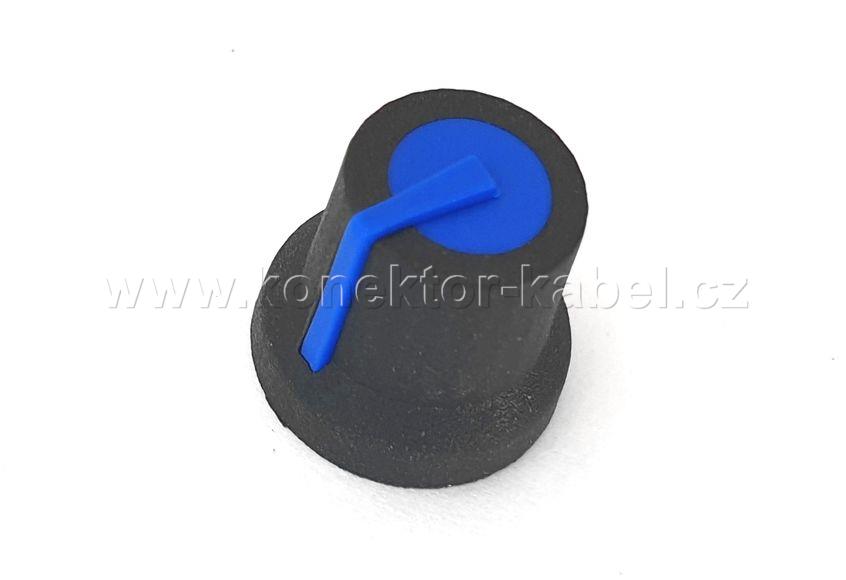 Knoflík přístrojový, modrý, hřídel 6mm, typ D