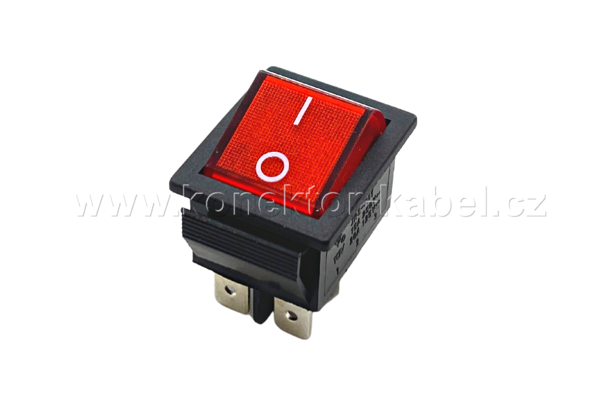 Vypínač síťový, kolébkový, 2 pol, 250V/15A, černý