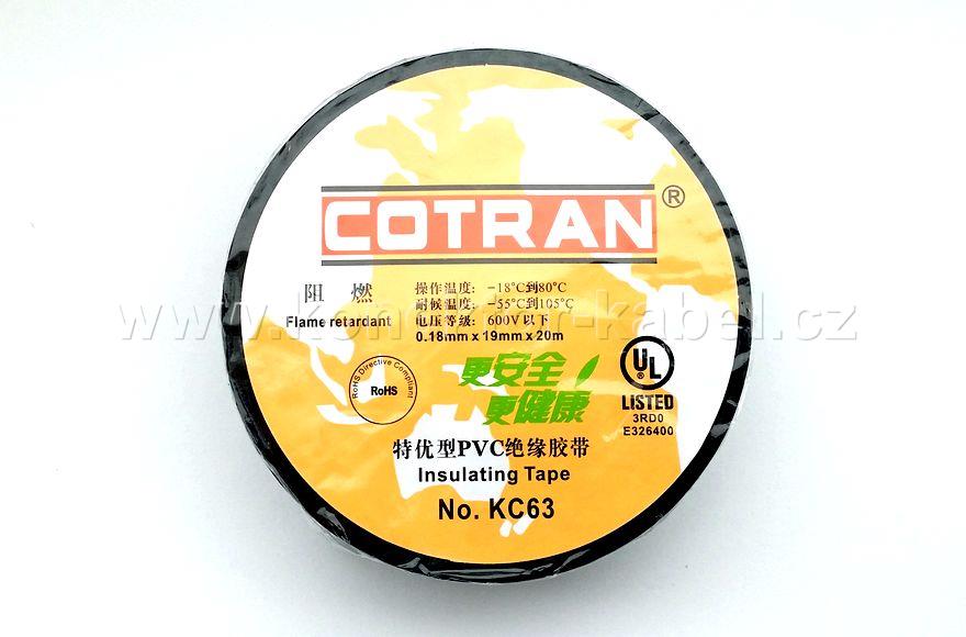 Páska izolační PVC 19 mm x 20 m, KC63, COTRAN