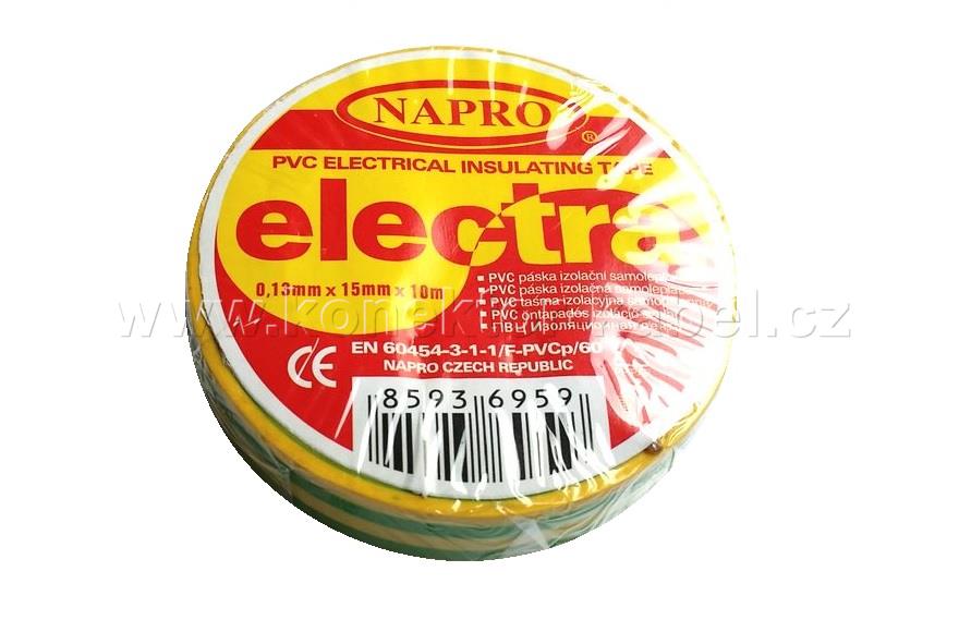 Páska izolační PVC 15 mm x 10 m, žluto-zelená
