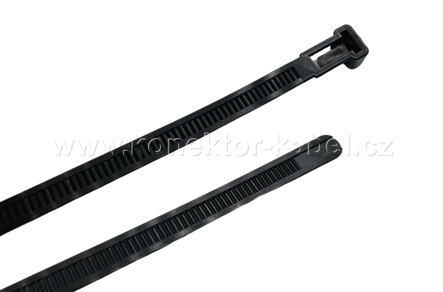 Stahovací pásek 7,6 x 200 mm, černá, rozpojitelný