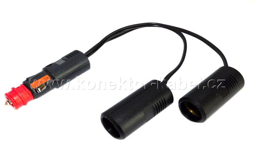 Autokabel 12V rozdvojovací 0,3 m s pojistkou 16 A