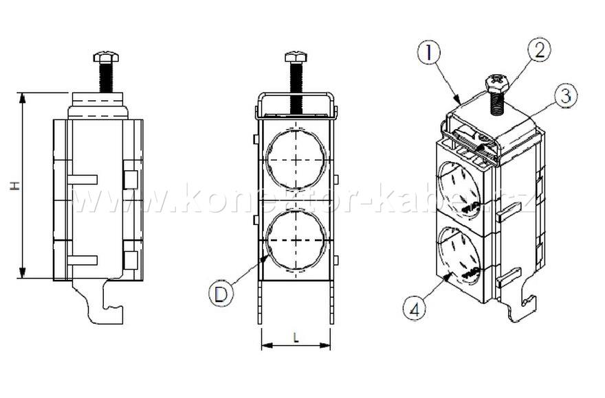 Kabelový úchyt sRF E pro D 16-17 mm, dvojitý, FIMO