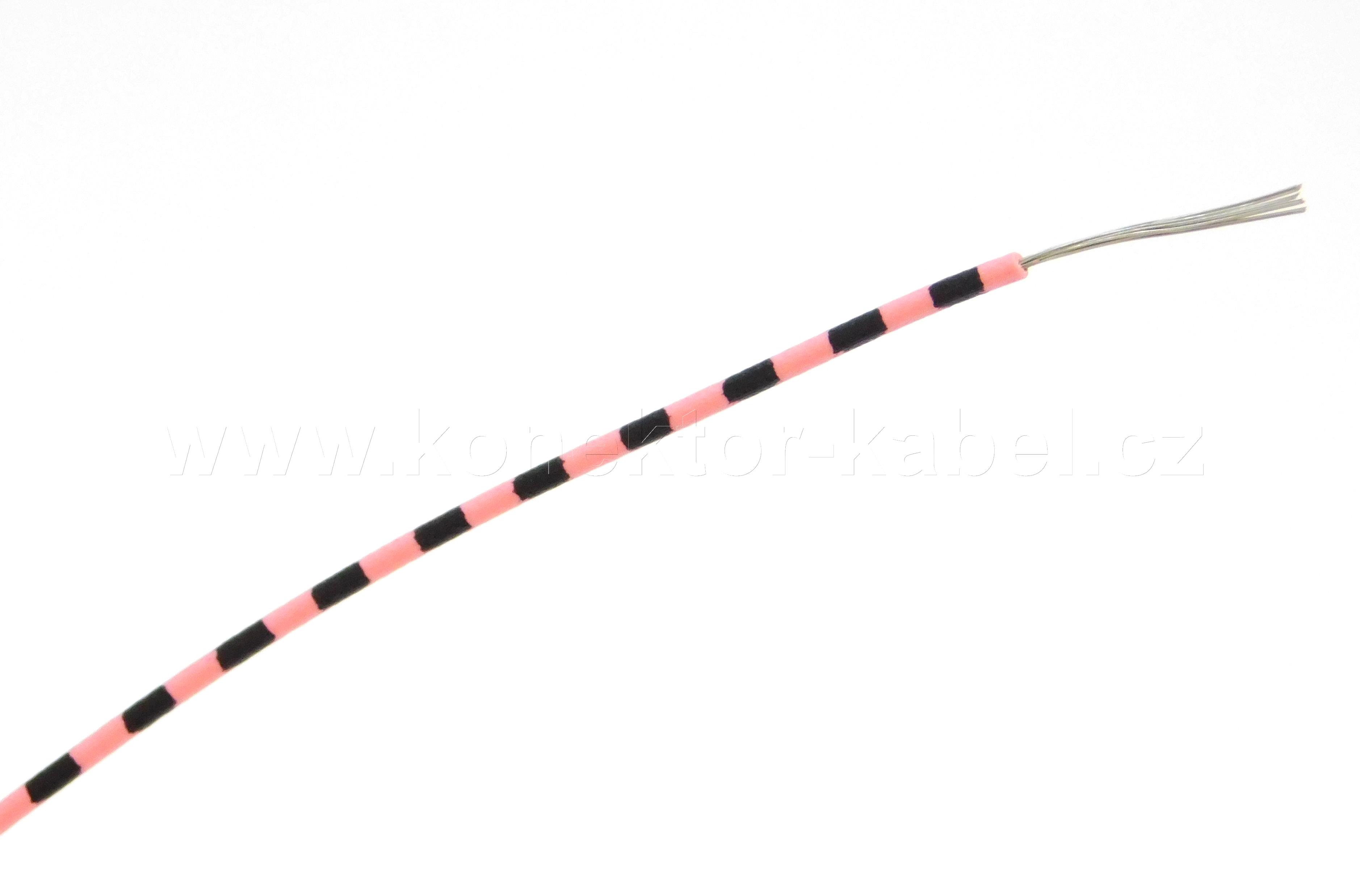 LIYV 0,14mm2, lanko, růžová-černá, PVC