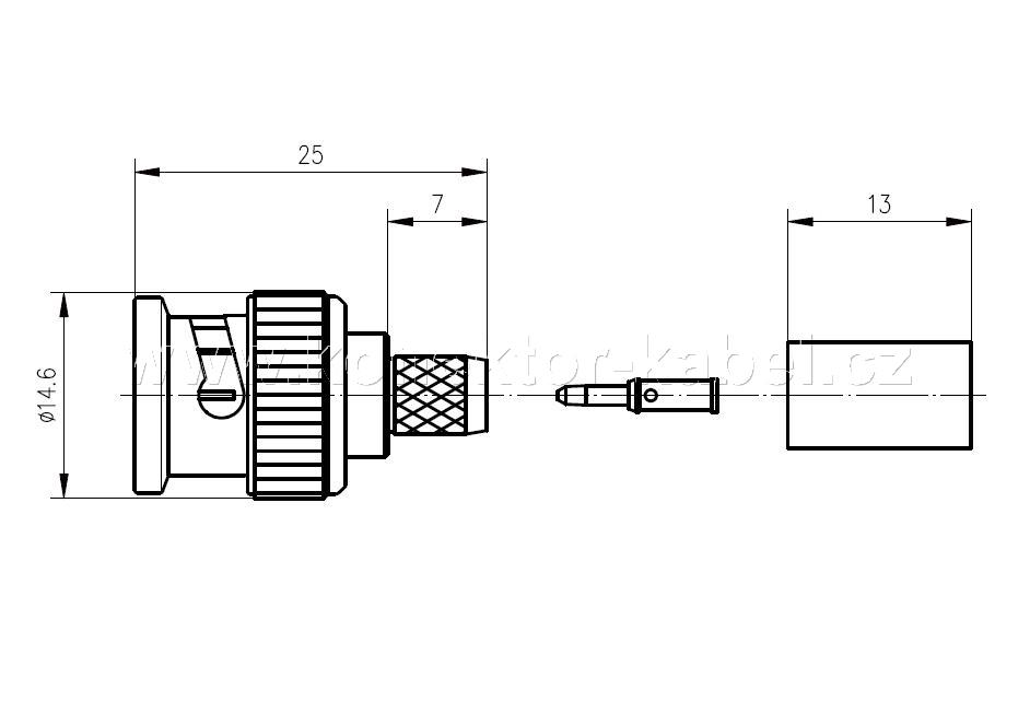 BNC/M 0°, 50 Ohm, krimp., TZC500 25, Telegärtner