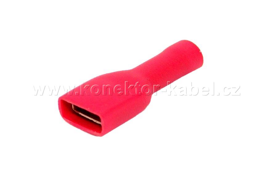 Faston 6,3x0,8/0,5-1,5mm2 zásuvka izolovaná, rudá