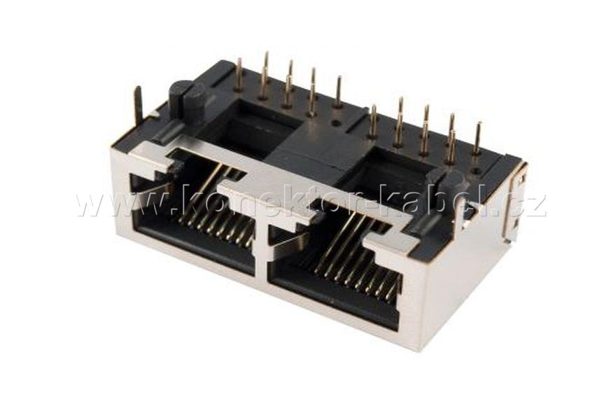 RJ 45 8-8, stíněný, do DPS, dual