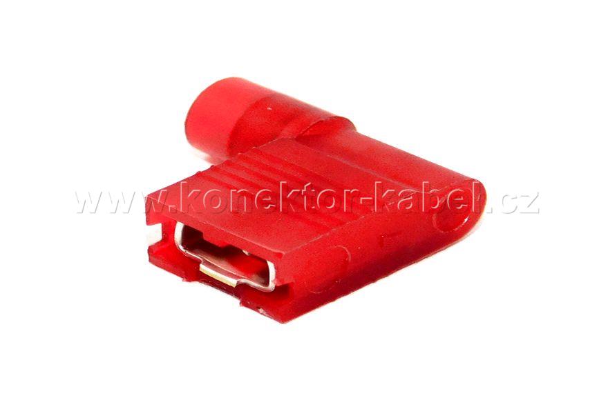 Faston 6,3x0,8/0,3-0,8mm2 zásuv. izol., úhl., rudá
