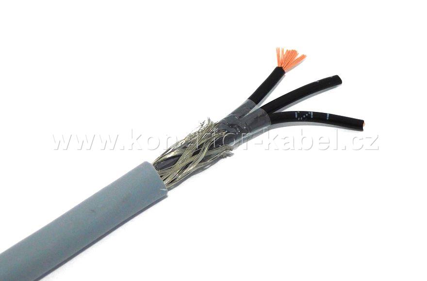 YSLCY-OZ 3x0,75 mm2, stíněný, OD 5,9 mm, PVC, šedý