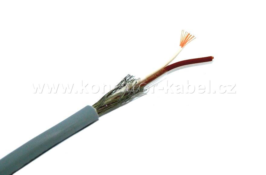 LIYCY 2x0,25 mm2, stíněný, OD 4,3 mm, PVC, šedý