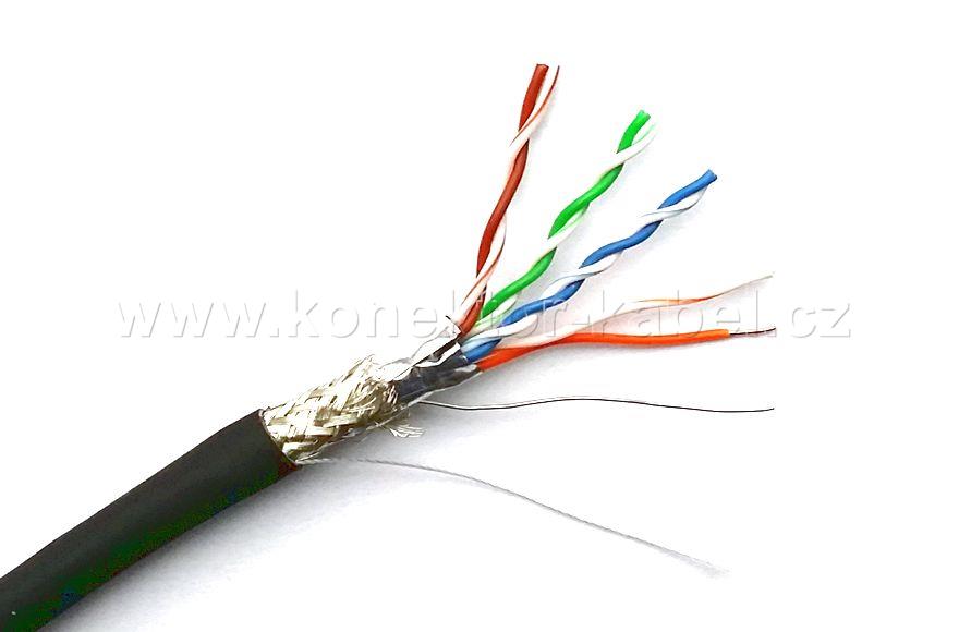 S/FTP 4x(2x24AWG), Cat.5e, drát, FRNC, black, out.