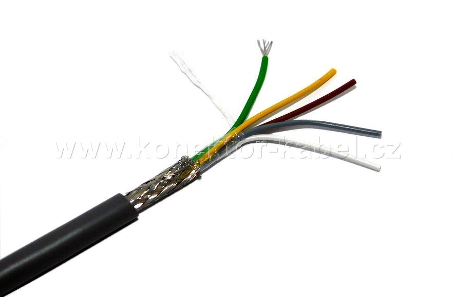 LIYCY 5 x AWG 24/7, stíněný, OD 5,5 mm, PVC, šedý