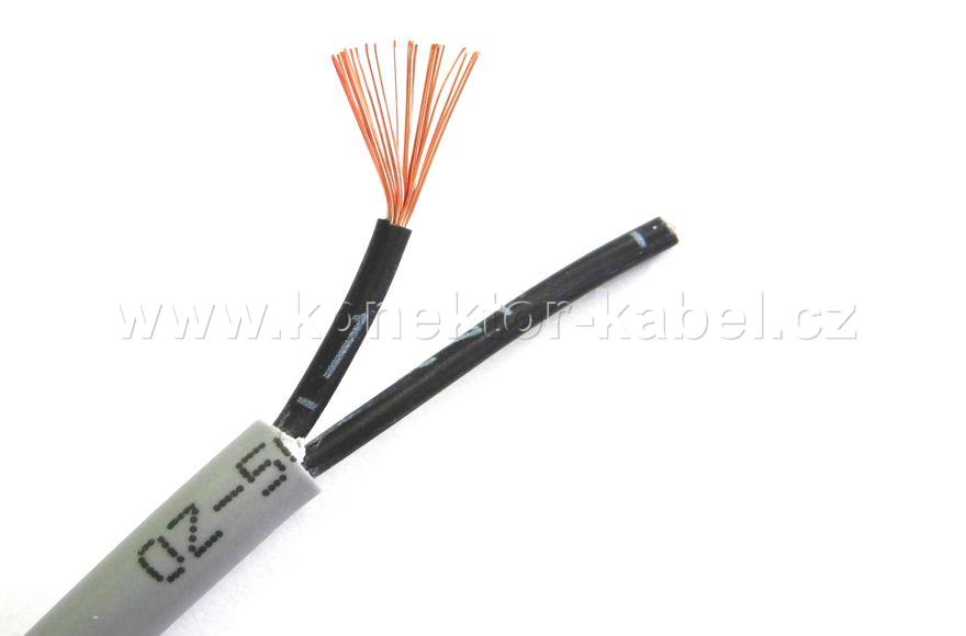 JZ-500 2 x 0,75 mm2, OD 5,3 mm, PVC šedý