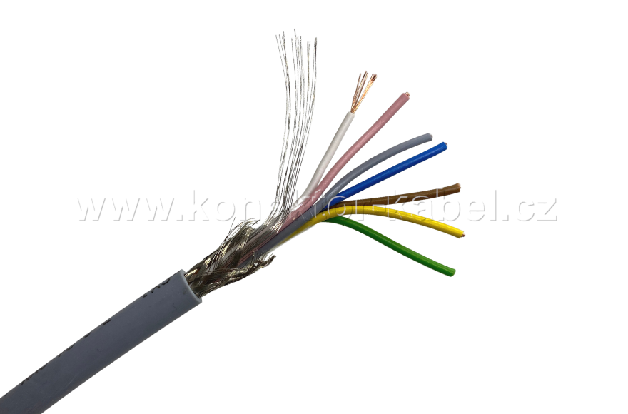 LIYCY 7x0,34 mm2, stíněný, OD 6,7 mm, PVC, šedý