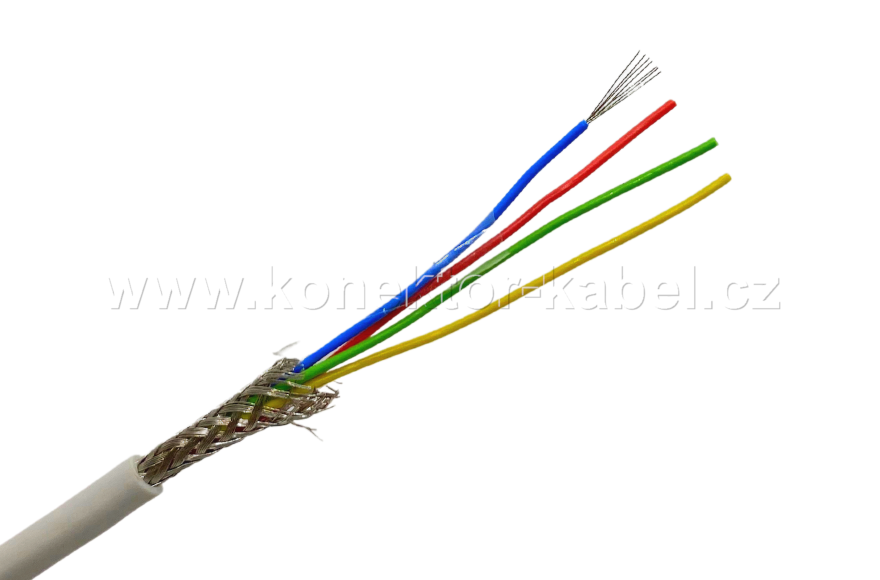 PFSK-CY 4x0.055 mm2, OD 3,2 mm, stíněný, PVC, šedý