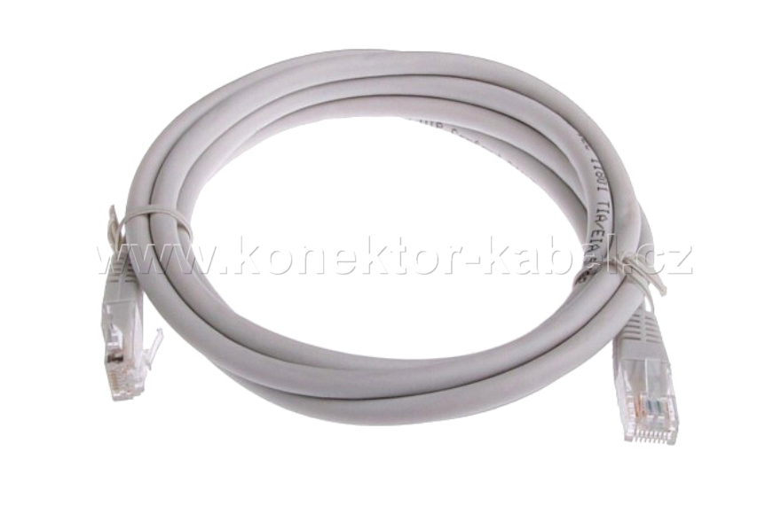 UTP CAT.6 - RJ-45 patch, přímý, 5 m, šedý