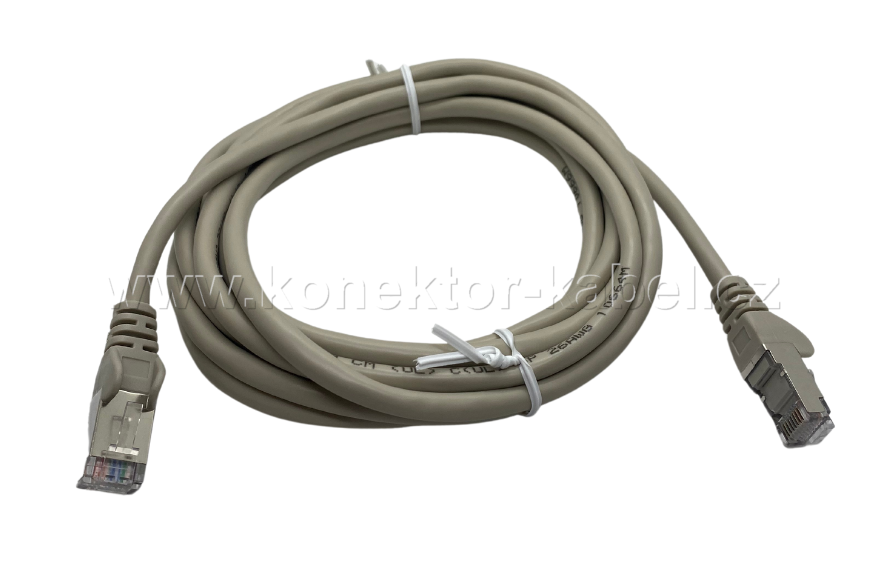 S/FTP CAT.5E- RJ-45, patch, přímý, 3,0 m, šedý