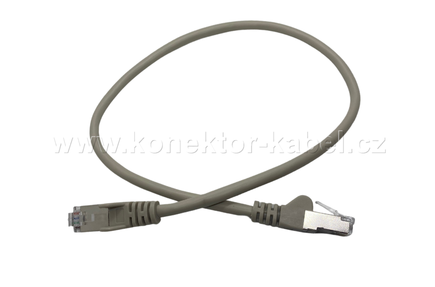 S/FTP CAT.5E- RJ-45, patch, přímý, 0,5 m, šedý