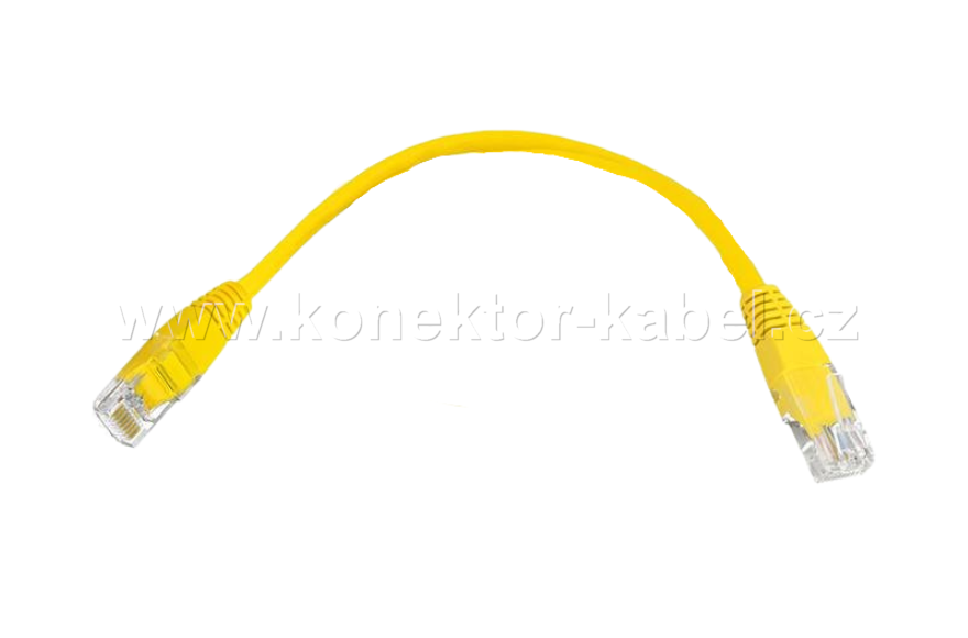 UTP CAT.6 - RJ-45 patch, přímý, 0,25 m, žlutý