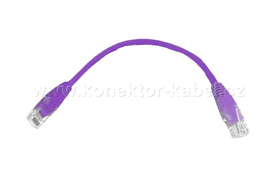 UTP CAT.6 - RJ-45 patch, přímý, 0,25 m, fialový