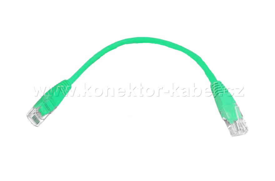UTP CAT.6 - RJ-45 patch, přímý, 0,25 m, zelený