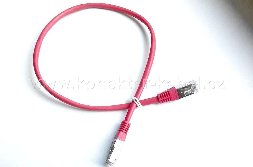 FTP CAT.5E- RJ-45, patch, přímý, 0,5 m, rudý