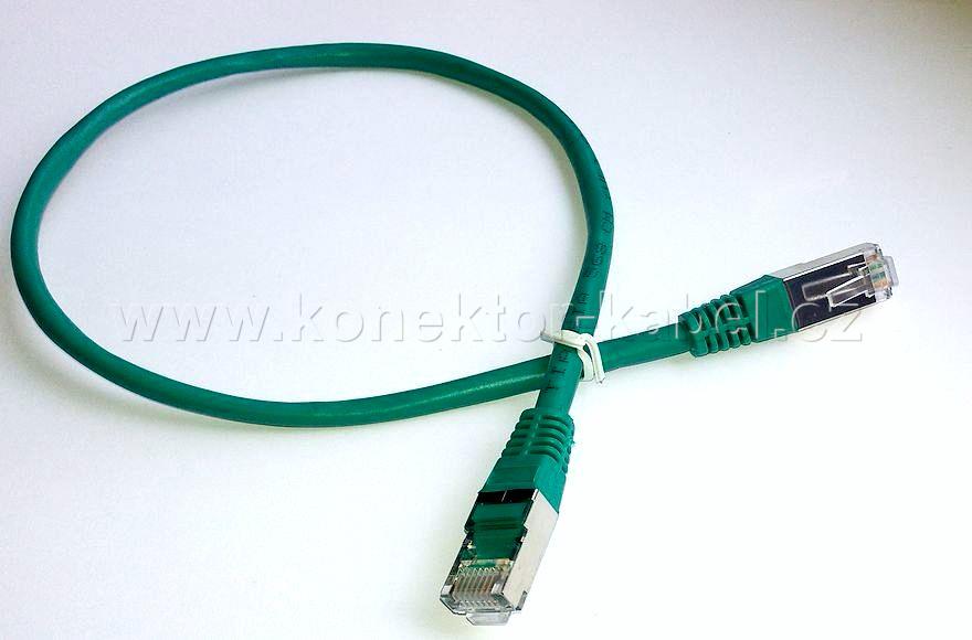 FTP CAT.5E- RJ-45, patch, přímý, 0,5 m, zelený
