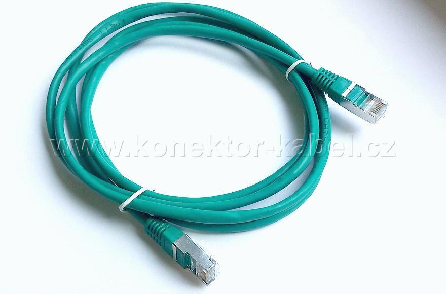 FTP CAT.5E- RJ-45, patch, přímý, 2,0 m, zelený
