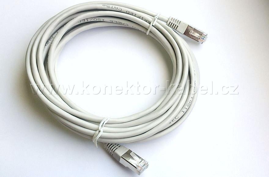 FTP CAT.5E- RJ-45, patch, přímý, 5,0 m, šedý